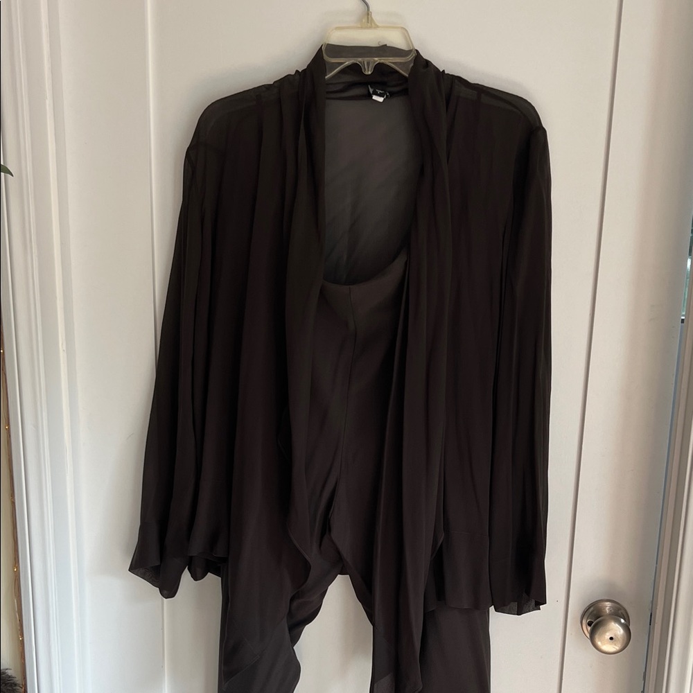 Eileen Fisher Dark Brown Wide Leg Pants With Matching Top